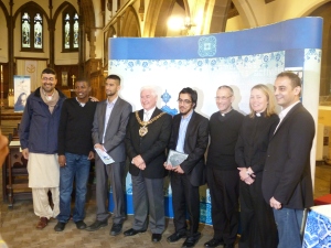 The Lord Mayor of Manchester with the Christian and Muslim speakers at St Chrysostoms